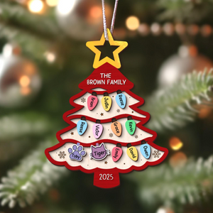 Personalized Family Tree Ornament 2025, Custom Family With Pet Ornament, Large Family Ornament, 2025 Christmas Ornament, Christmas Gifts