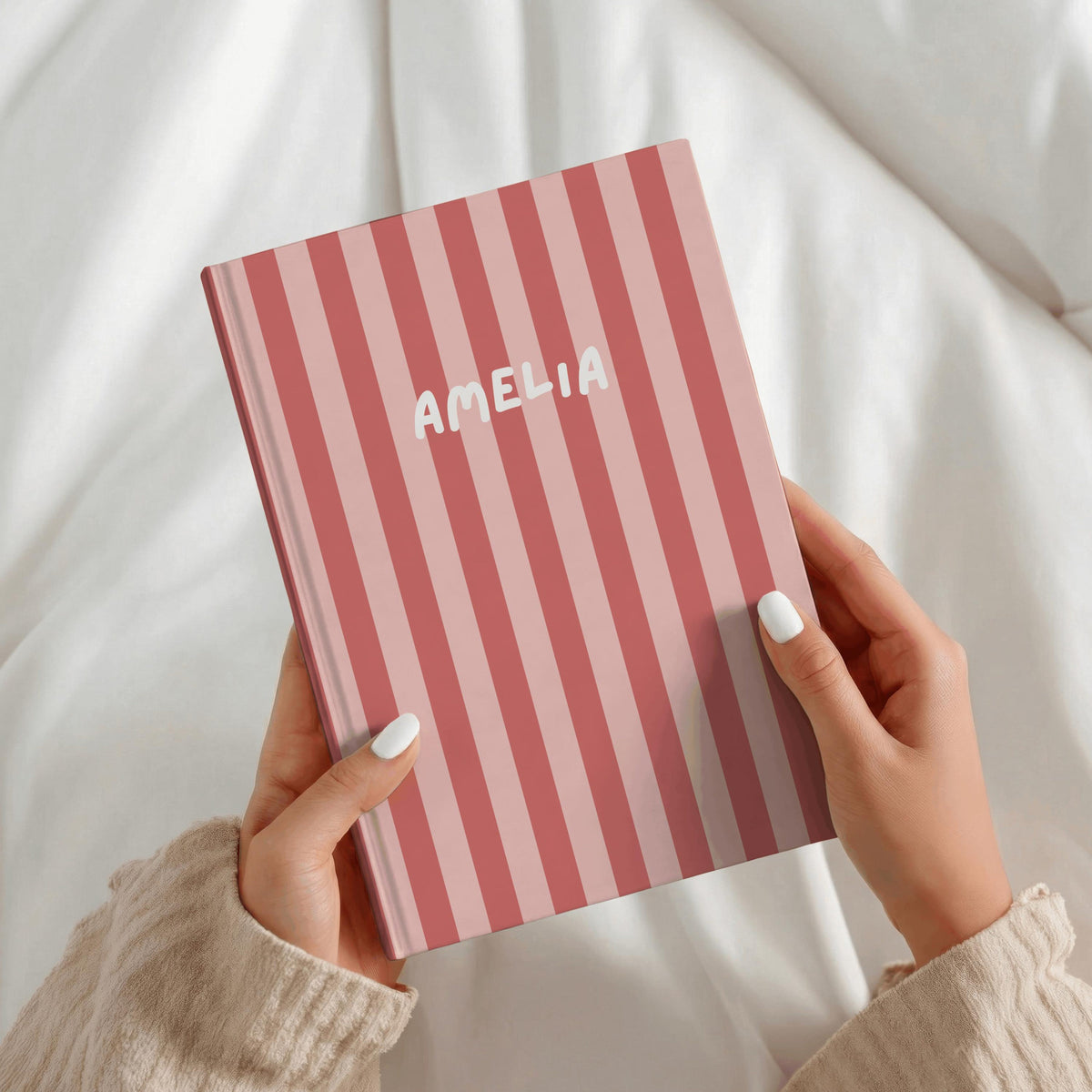 Personalized Striped Journal Hardcover, Custom Stripe Notebook