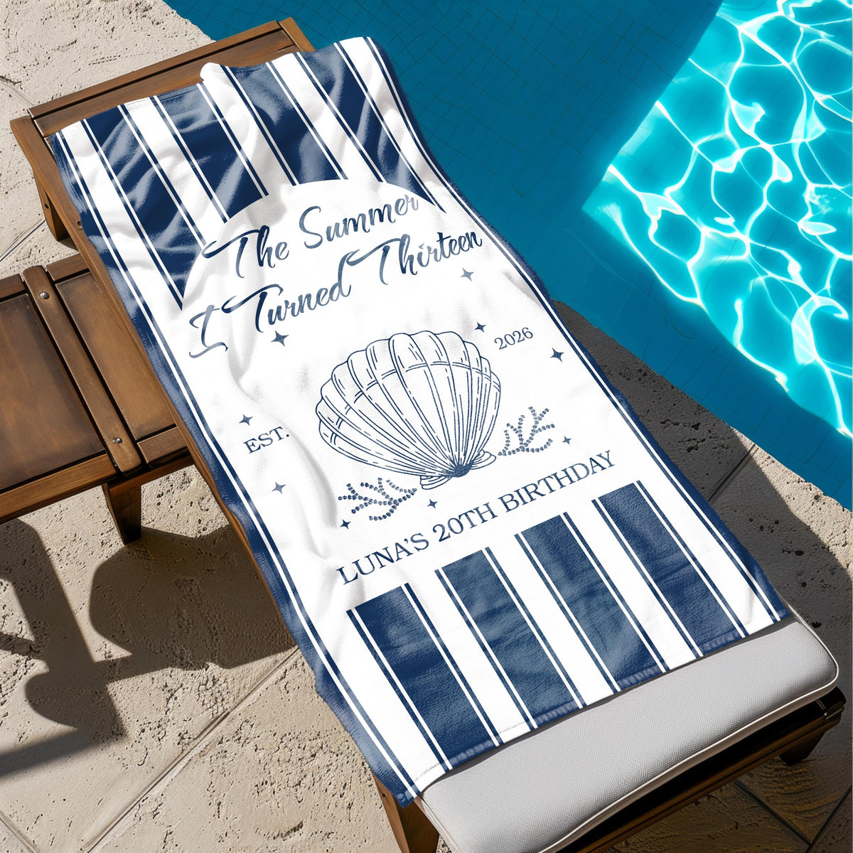 Custom The Summer I Turned Birthday Beach Towel, Birthday Party Beach Towels, Summer 20th 30th 40th Birthday Gift, Bachelorette Towels