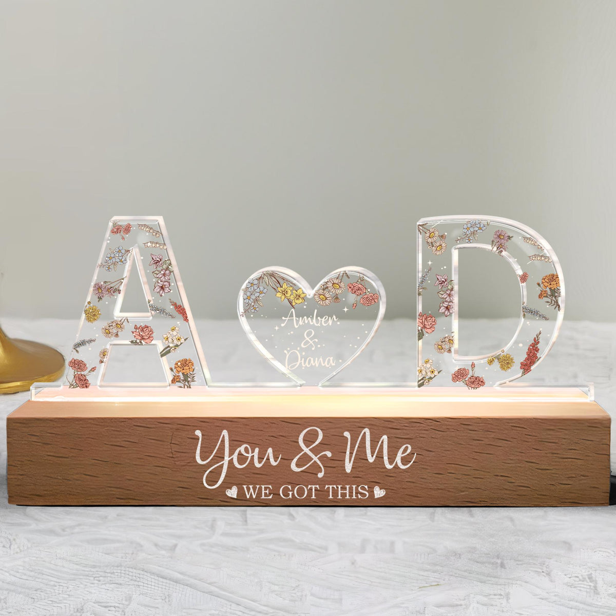 You & Me We Got This - Personalized Couple Name Led Night Light - Couple Home Decoration, Custom Letter Gift For Couple, Wedding Anniversary