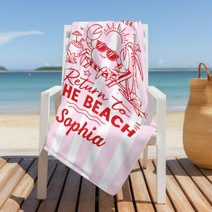 If Crabby Please Return To The Beach, Personalized Beach Towel, Summer Gift For Family, Friends