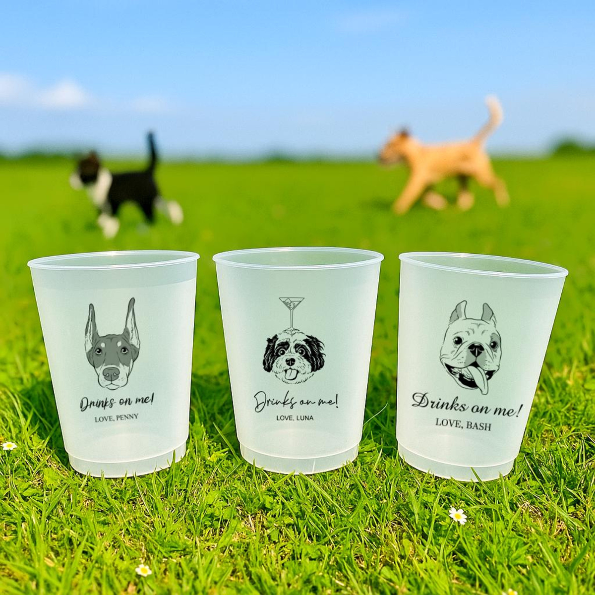 Custom Wedding Frosted Cups, Wedding Reception Favors, Modern Wedding Decor, Minimalist Wedding, Engagement Party, Wedding Monogram Cups