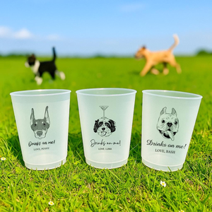 Custom Wedding Frosted Cups, Wedding Reception Favors, Modern Wedding Decor, Minimalist Wedding, Engagement Party, Wedding Monogram Cups