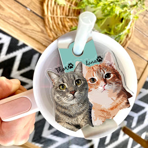 Personalized Dog Tumbler Name Tag, 30oz 40oz Tumbler Pet Plate Topper, Custom Pet Portrait Tumbler Topper, Pet Memorial Tumbler Tag