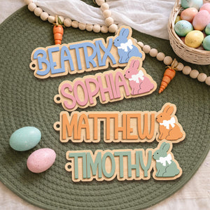 Easter Basket Name Tag, Laser cut 3D, Custom Engraved Bunny Tag, Personalized Name Tag, Easter Basket Name, Easter Gift, Name Tag, Spring