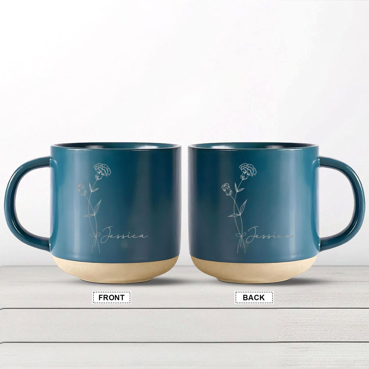 Personalized Birth Flower Pottery Mug, Coffee Cup With Name, Personalized Birth Flower Mugs, Bridesmaid Proposal, Gifts for Her