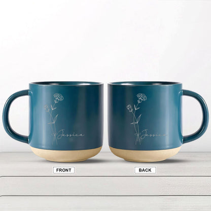 Personalized Birth Flower Pottery Mug, Coffee Cup With Name, Personalized Birth Flower Mugs, Bridesmaid Proposal, Gifts for Her