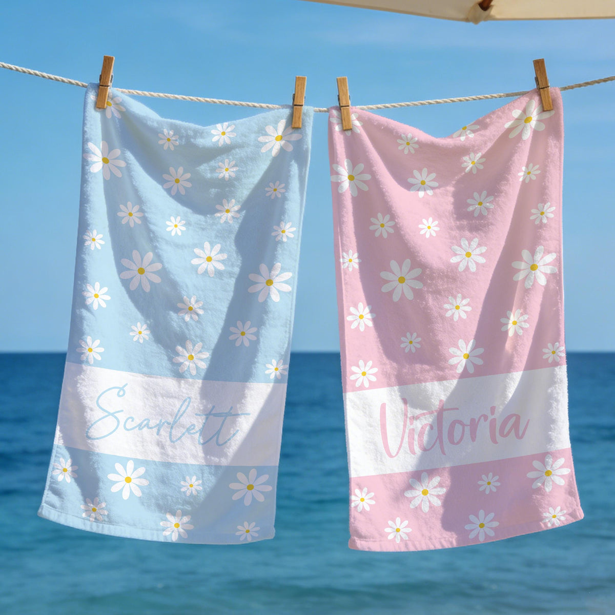 Custom Fashionable Daisy Floral Beach Towel, Pool Towel for Family, Signature Beach Towel For Kids, Tropical Vacation Gift, Beach Lover's Gifts