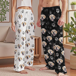 Custom Pet Face Pajama Pants, Personalized Dog Cat Photo Gift for Mom Dad