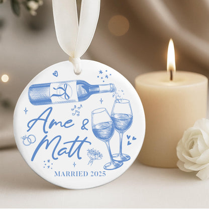 Personalized Christmas Married Ornament, First Christmas Married Ornament, Custom Mr Mrs Wedding Ornament, Wedding Keepsake Gift For Couples
