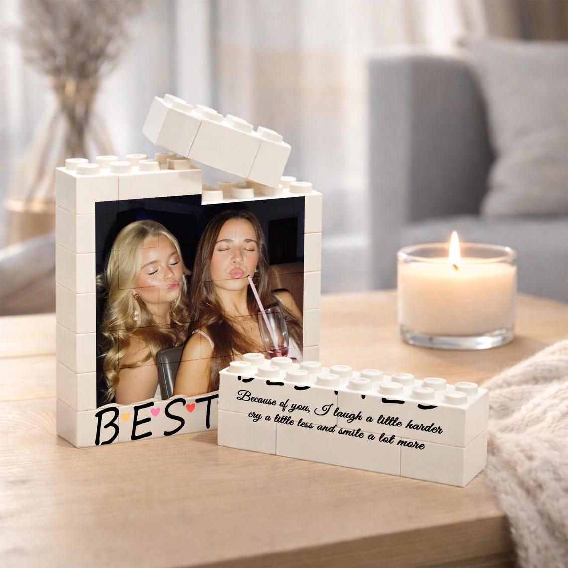 Custom Best Friend Photo Building Block, Personalized Bestie Picture Puzzle, Birthday Gift for Best Friend, Bestie Keepsake, Friendship Gift