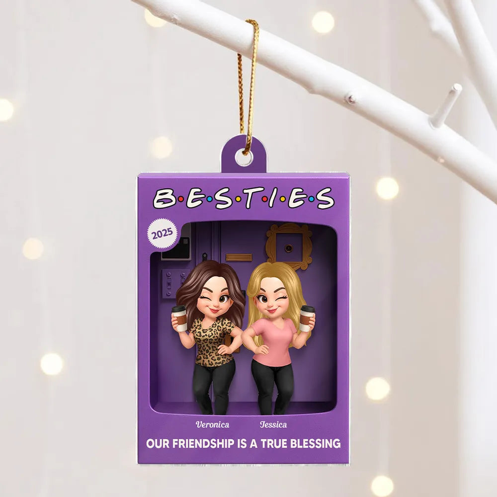 3D Effect Besties Forever Best Friends - Personalized Acrylic Ornament - Christmas Gift For Besties