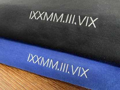 Personalized Roman Numeral Anniversary Hoodies, Custom Embroidered Date Hoodies, Wedding Crewneck Sweatshirt, Matching Couple Jumper Gift