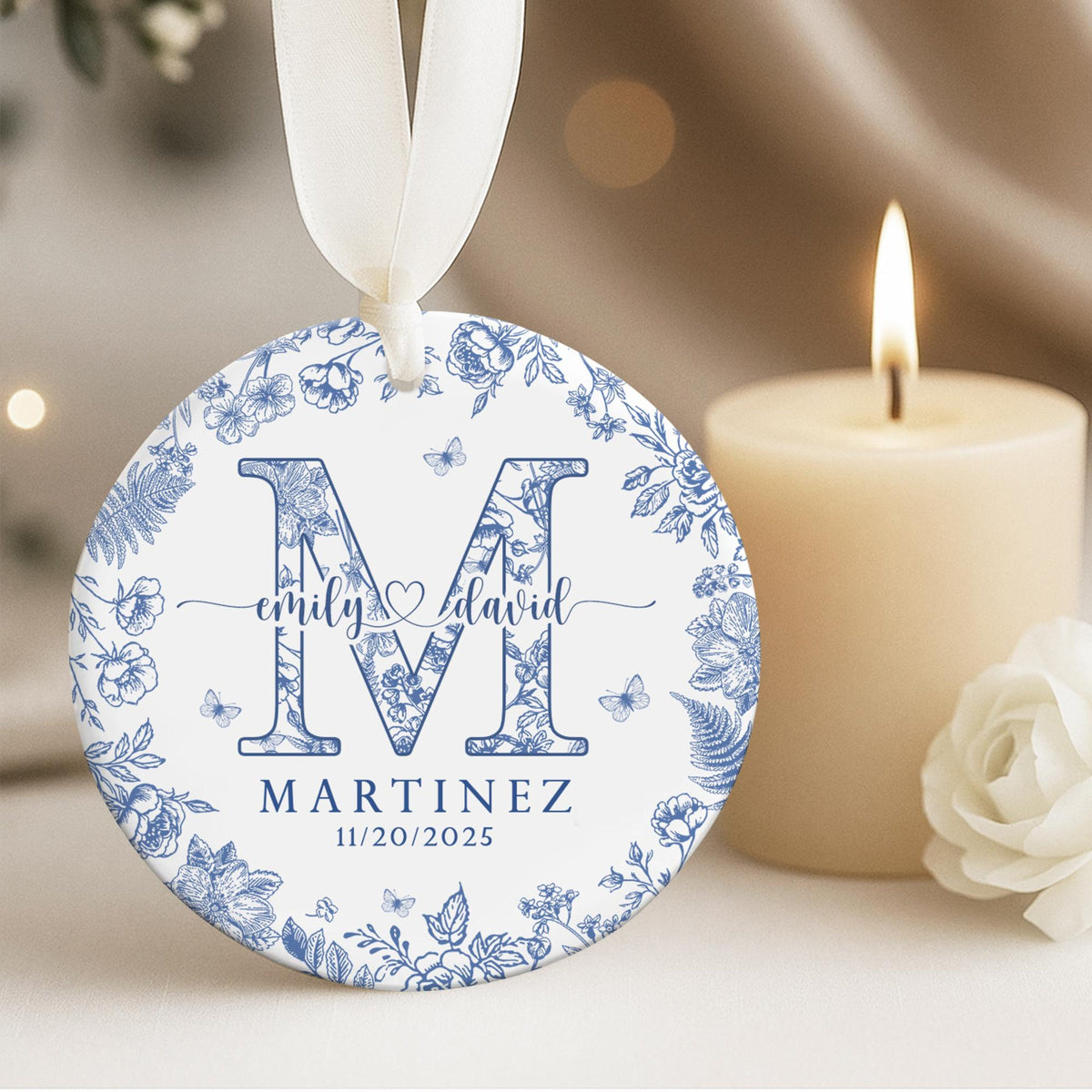 Personalized Couple Name Ornament, Engagement Gift, Custom Family Name Ornament, Wedding Gift For Couples, Newly Engaged, Anniversary Gift