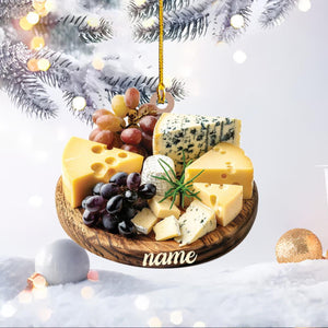Personalized 2D Flat Cheese Board Ornament, Cheese Board Christmas Ornament, Cheese Lovers Ornament, Cheese Ornament Decor