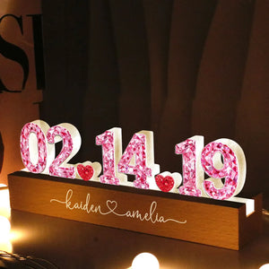 Couple Anniversary Date 3D Crystal Effect - Personalized Acrylic Block LED Night Light - Heartfelt 2026 Gift for Her, Gift for Him