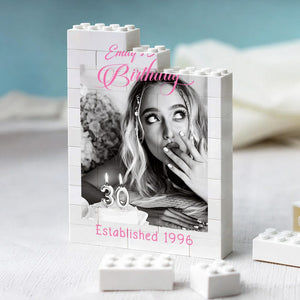 Custom 30th Birthday Gift for Her, Personalized Birthday Photo Building Block, Established Milestone Gift, Custom Photo Birthday Puzzle