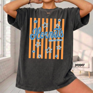 Comfort Colors Custom Mascot Team Shirts, Striped School Spirit Shirt, Game Day Mom Shirt, Back To School