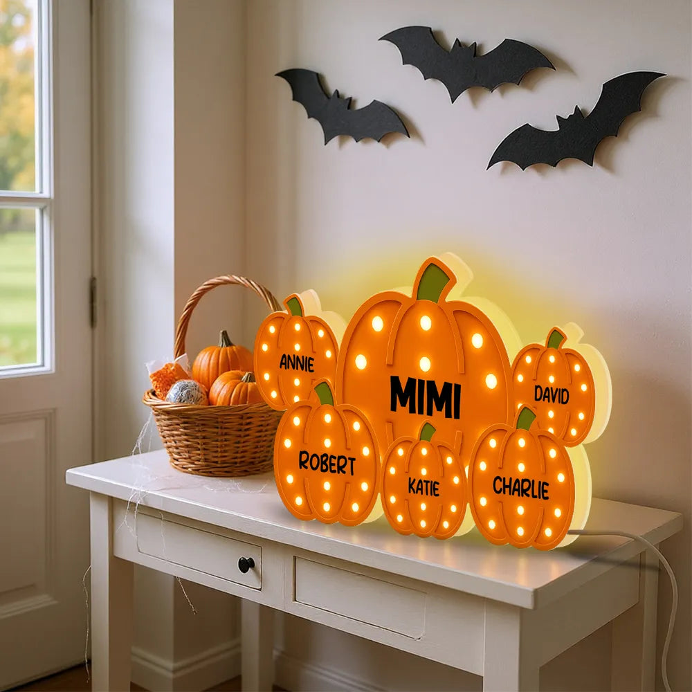 Mom Grandma Little Pumpkins - Personalized Acrylic Light Box - Gift For Mom, Grandma, Fall Season Home Decor