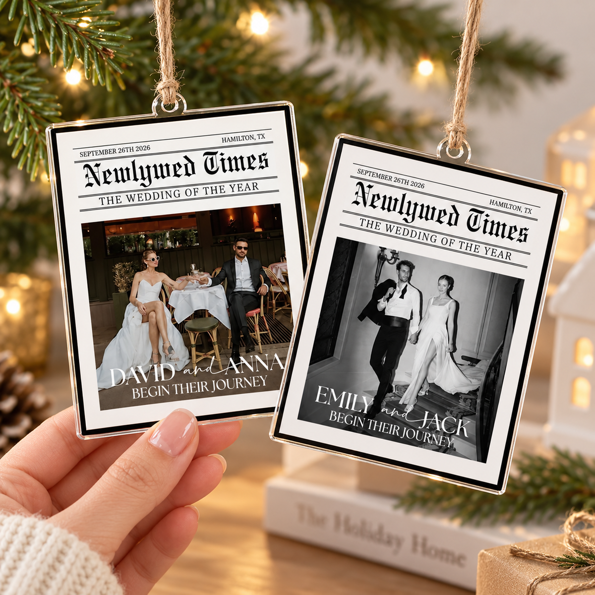 Personalized Wedding Photo Newspaper Ornament: Newlywed Times Ornament, Just Married Ornament, 2026 First Anniversary Gift for Couple 8a0c07a3-4a82-4d55-b645-918ae34d59be-50fe3b2c-5c97-40e5-91eb-6ce82690bae5.png