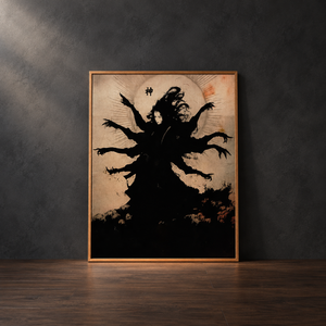 Japanese Dark Goddess Matte Canvas – Gothic Kami Spirit Wall Art, Occult Mythology & Folklore Decor 8a135db0-4b7b-4768-9a64-b60a2c1c7c30-Framed-artwork-in-charcoal-and-walnut-tones.png
