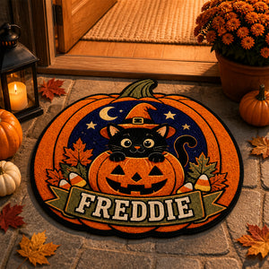 Personalized Halloween Pumpkin Cat Doormat - Personalized Custom Shape Doormat (ZB) 8a1780c9-a7c2-40d2-a3dc-20919e1cbd50.jpg