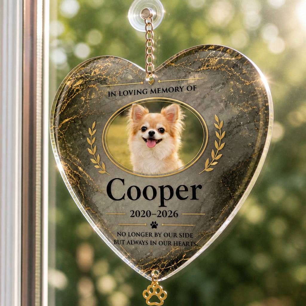 Pet Memorial Heart Stone – Photo, Name & Years (Granite Laurel) - Personalized 1 Layered Suncatcher with Charm 8a1f0dcb-c186-410c-a591-b8976d83b1a8.jpg