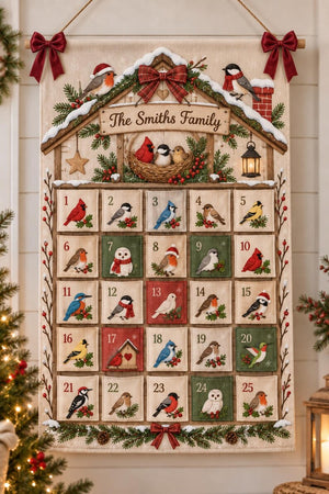 Personalized Bird Christmas Fabric Advent Calendar, 25 Day Pocket Countdown, Custom Family Name Quilted Wall Hanging, Bird Lover Xmas Decor 8a2f4a1a-0672-4f25-b2cf-d90248007c3d-il_794xN.8554973136_9r97.jpg