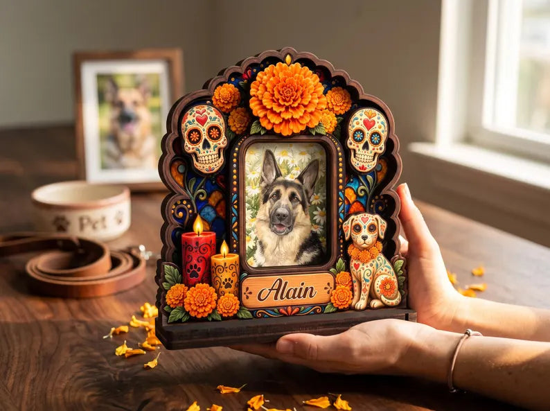 Custom Pet Ofrenda Memorial Photo Frame, Personalized Dog Nicho Altar Shrine, Dia De Muertos Sugar Skull Pet Loss Keepsake and Home Decor 8a35e7c4-9250-49a2-9597-008c09b1a39c-fgfgg-2-.webp