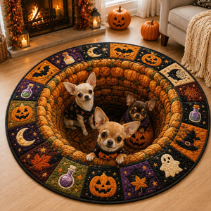 Halloween Dog Round Rug, 3D Illusion Quilted Pumpkin Dog Hole Floor Mat, Spooky Pet Rug, Dog Lover Halloween Home Decor 8a3855ca-b229-4cbe-959b-15e30e8671e2-4.jpg