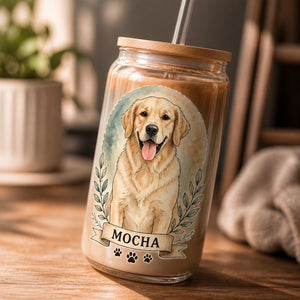 Custom Pet Portrait Glass Can Tumbler – Photo-to-Illustration with Name - Personalized Glass Tumbler 8aac5afa-e659-4fc3-8817-fa53d41d9f90.jpg