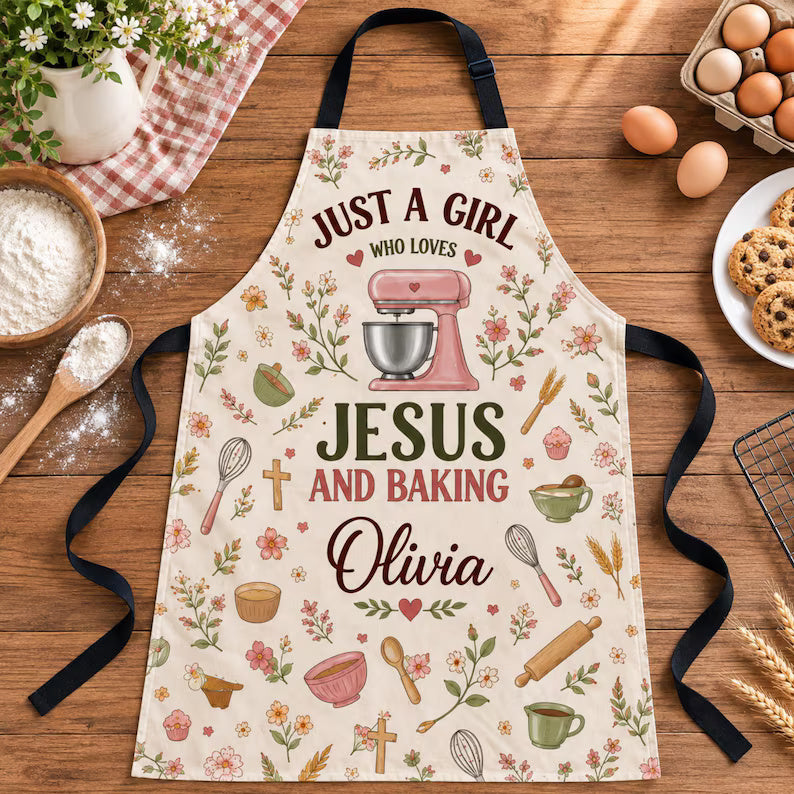 Personalized Just A Girl Who Loves Jesus and Baking Apron Without Pocket,Custom Name Christian Baker Apron, Gift for Christian Woman Baker 8ab5d444-d154-4a8f-b025-52d04a999d06-ewrew-2-.jpg