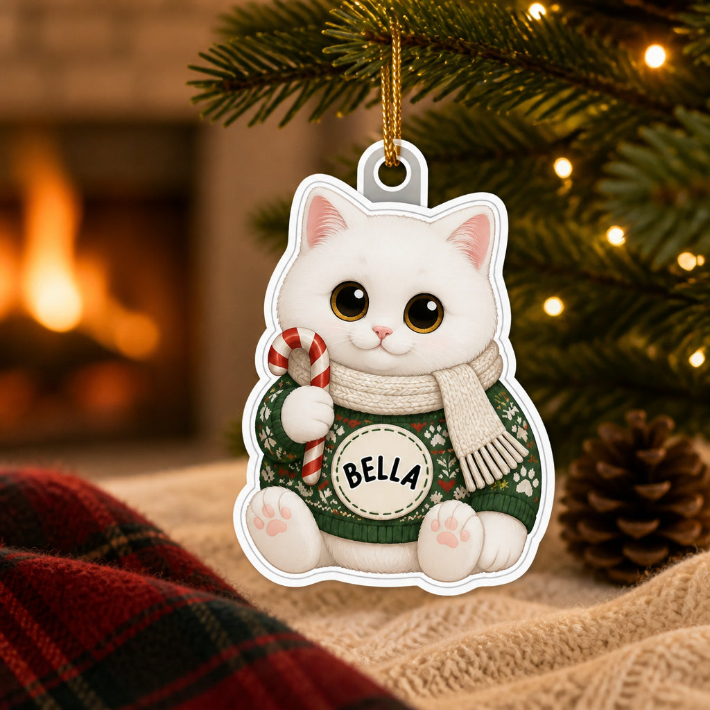 Cozy Cat Sweater Name Ornament - Custom Shape Acrylic - Personalized Laser Cut Custom Shape Ornament 8ab70cbf-e35e-4558-9932-985083213fe6.jpg