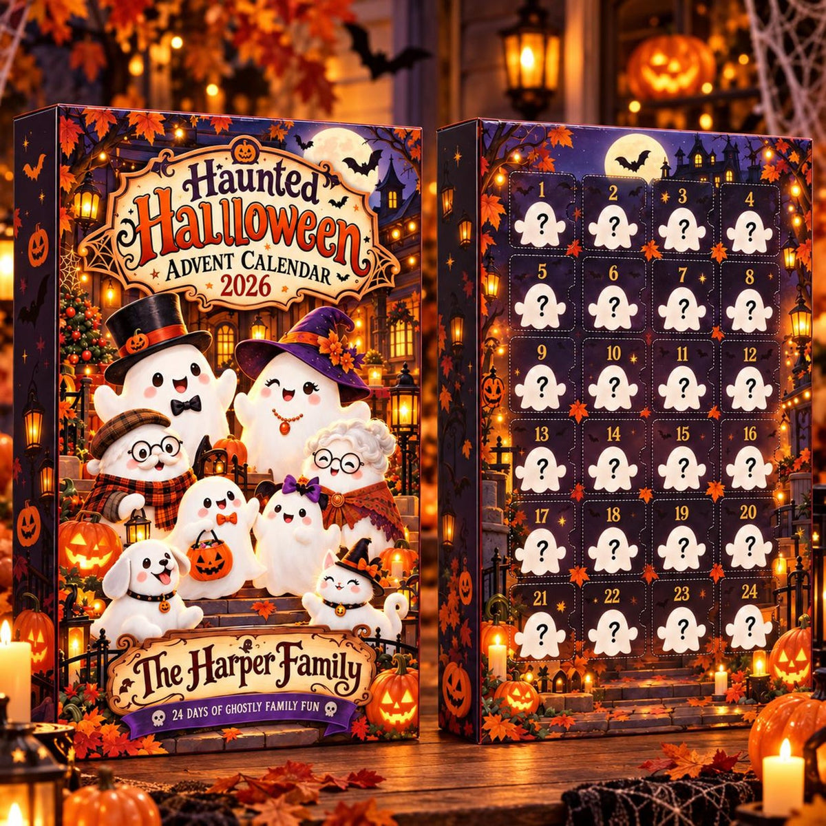 Personalized Halloween Advent Calendar, Custom Family Ghosts, 24 Acrylic Charm Ornaments, Cute Spooky Family Countdown Gift 8abd5ba0-162e-4eb7-9316-875de5c72782-il_1588xN.8622880621_he5p.jpg