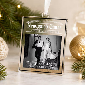 Personalized Wedding Photo Newspaper Ornament: Newlywed Times Ornament, Just Married Ornament, 2026 First Anniversary Gift for Couple 8ada045a-1edb-42f4-a3e4-6dda4cb2d233-gfhgfhgh.jpg