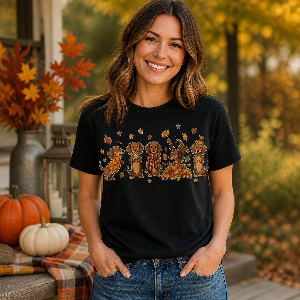 Autumn Dachshund Wreath Tee - T-shirt 8b00ca68-6b3c-40b5-8009-ad0b58886301.jpg
