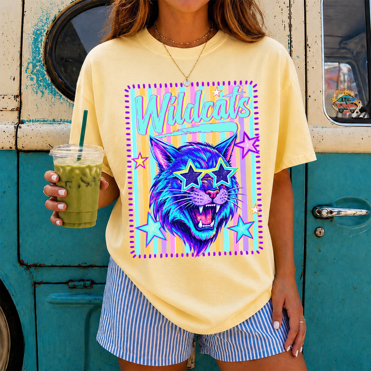 Custom Mascot Neon Striped Shirt, Preppy School Spirit Shirts, Back To School Tee, Matching Team Shirts, Game Day School Pride T-Shirt 8b277876-3887-4df4-b363-527bbb99d378-7.jpg
