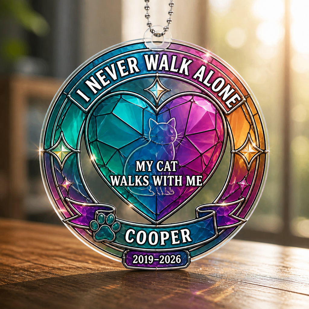 I Never Walk Alone — Cat Memorial Suncatcher (Name & Years) - Personalized Suncatcher Ornament 8b35c2d6-4cde-48ed-88f0-87f55f587daf.jpg