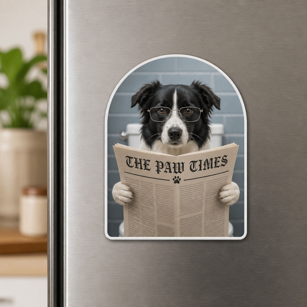 Bathroom Reader Pet Magnet – The Paw Times Custom Portrait - Personalized Custom Shape Fridge Magnet 8b3eddf7-c717-4940-ac60-ce7187db07fb.png