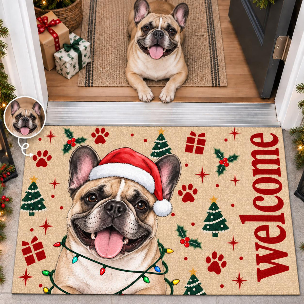 Personalized Dog Christmas Doormat, Custom Pet Photo Welcome Mat, Holiday Door Mat 8b436cd0-4737-4c6e-92c8-f3ef21c4f03b-1.jpg