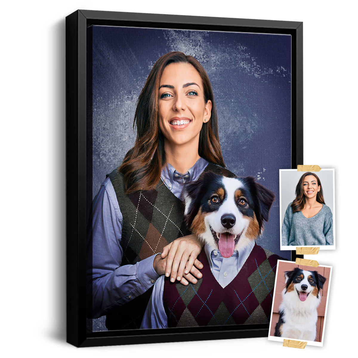 The Step Brothers, Funny Pet And Owner Portraits Canvas, Personalized Gifts For Dog Owners