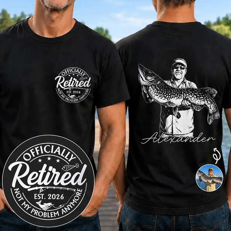 Custom Photo White Pencil Sketch Art O'Fishally Retired - Personalized T Shirt 8b4fdf87-4bd8-4206-981d-f9303c011f1d-BD2133-CLA3297-DF.png