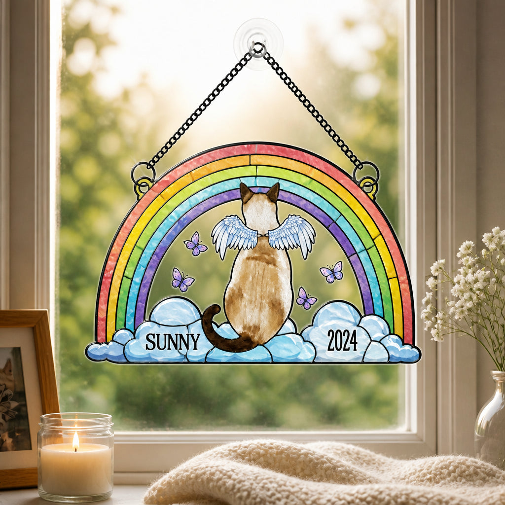 Rainbow Bridge Pet Memorial Stained-Glass Suncatcher – Photo to Watercolor with Name & Year - Personalized Suncatcher Stained Glass 8b581bf8-733c-49c8-af9f-a612bf8c5937.jpg