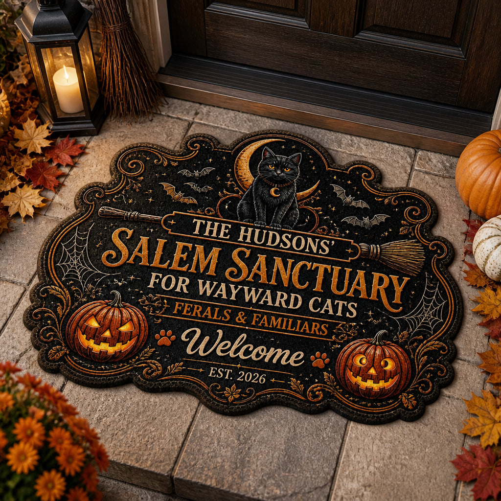 Personalized Salem Sanctuary Cat Doormat - Personalized Custom Shape Doormat (ZB) 8b585beb-0b35-42fc-bfa7-5279f23db1b6.jpg