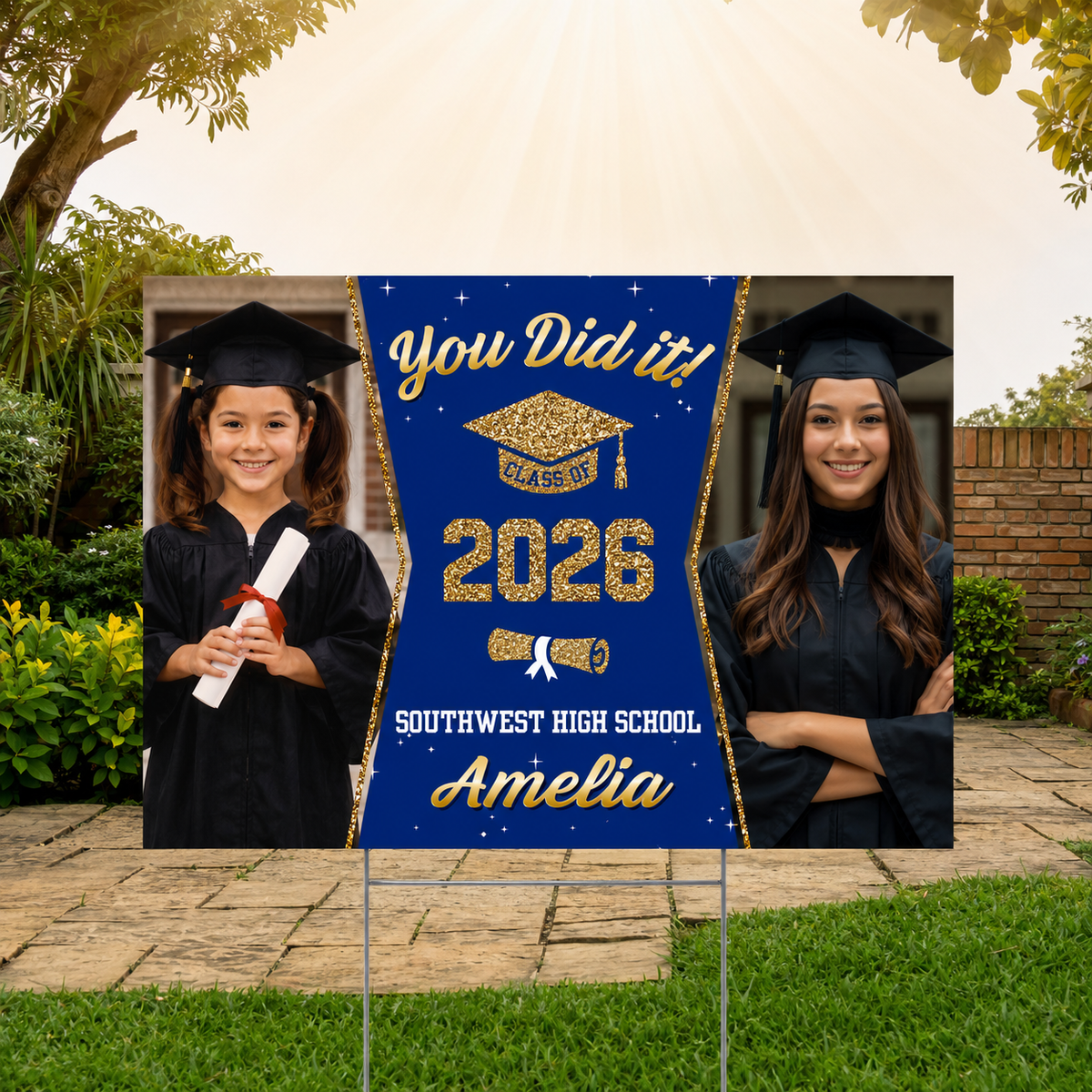 Class of 2026 Graduation Yard Sign, Personalized Photo Yard Sign, Custom Senior Yard Decor