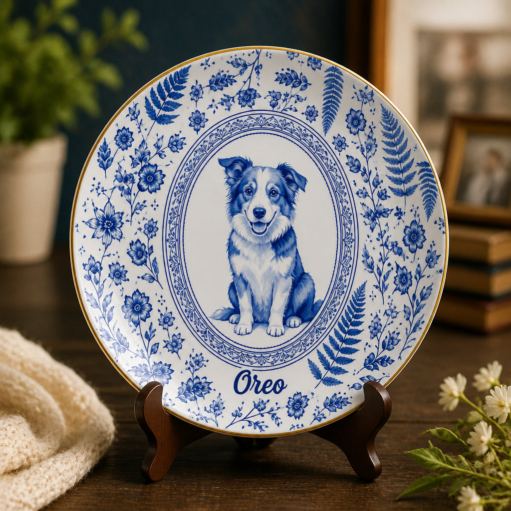 Custom Delft Blue Pet Portrait Plate - Personalized Personalized Ceramic Plate 8b5b2f9e-c233-4a31-a52f-ed2dfa1b263e.jpg