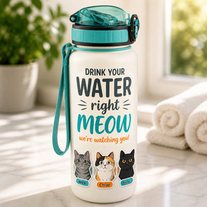 Cat Hydration Tracker Bottle – Drink Your Water Right Meow (3 Pet Photos + Names) - Personalized Water Tracker Bottle 8b5df30e-75bc-4c48-959b-6020151cfe86.jpg