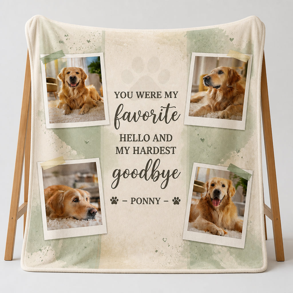 Pet Memorial Photo Collage Blanket – Favorite Hello, Hardest Goodbye - Personalized Blanket 8b67ff59-d499-45e4-8214-a705dbf08356.jpg