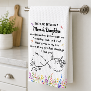 Mom and Daughter Unbreakable Bond - Personalized Name Waffle Weave Kitchen Towel, Housewarming Gift 8b71ced3-8576-4335-a948-261e9e2cca47-4-29-.png