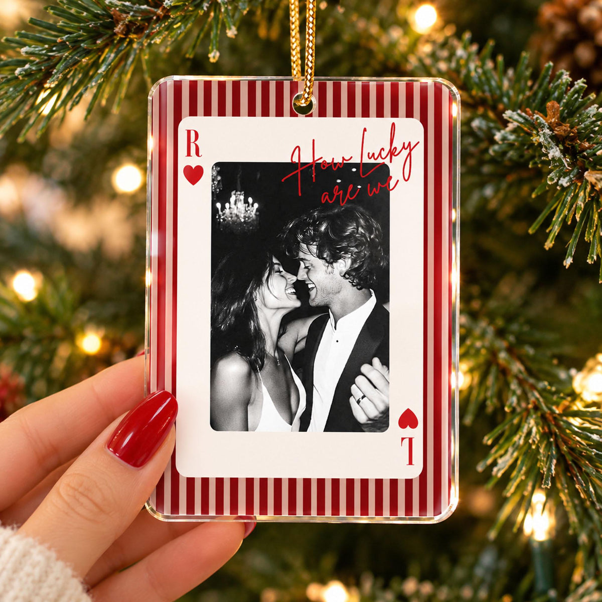 Personalized Striped Playing Card Couple Photo Ornament: Anniversary Gift, How Lucky We Are, Gifts for Boyfriend, Husband 8b8d1575-5926-4620-aaea-3c7f3a8d4e77-2.jpg